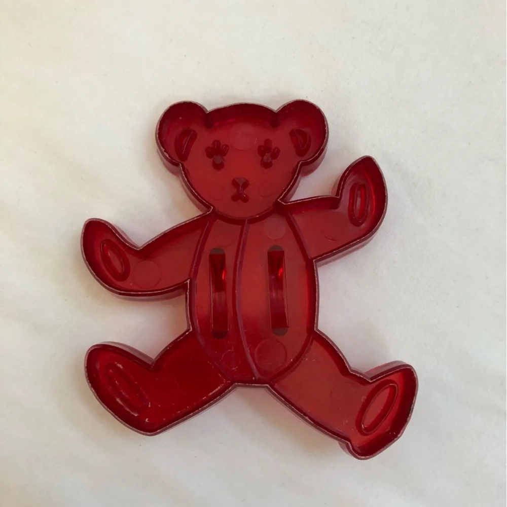 9 Cookie Cutters Red Plastic Translucent Vintage Animals Circus Pony Lamb Bear